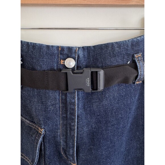 Kenzo Paris Women's Wide Leg Cargo Jeans Pockets With Belt Utility Size 4 - Picture 3 of 6